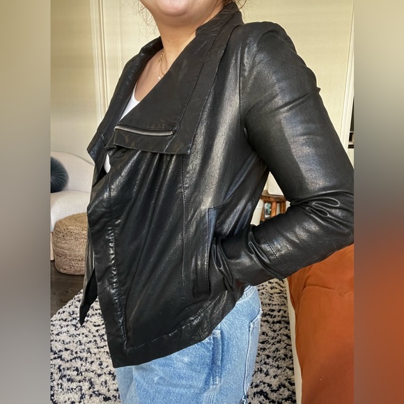 *Genuine Leather* Petite Moto Cropped Jacket Y2K - XS - Picture 8 of 9